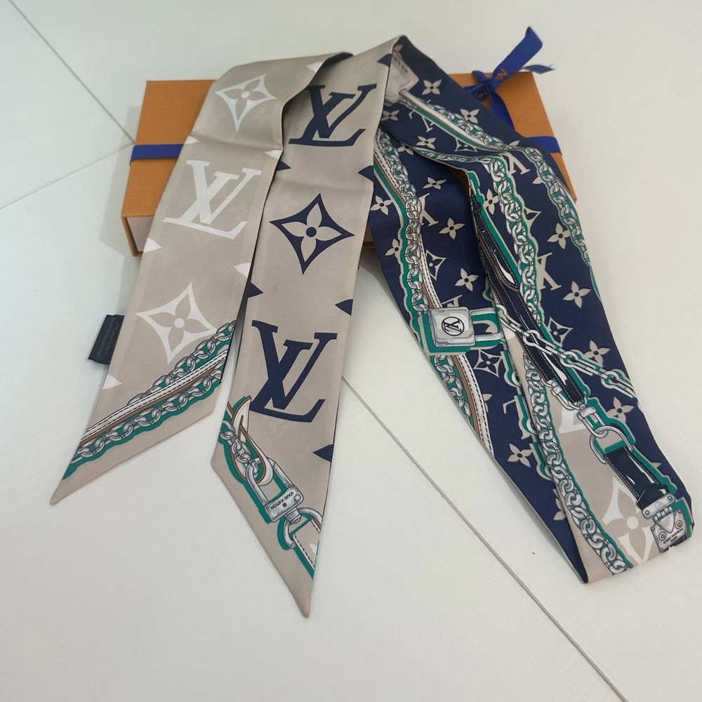 ❌❌SOLD❌❌Louis Vuitton BB Bandeau Silk Ultimate Monogram in Bleu Marine and Beige - Picture 2 of 4